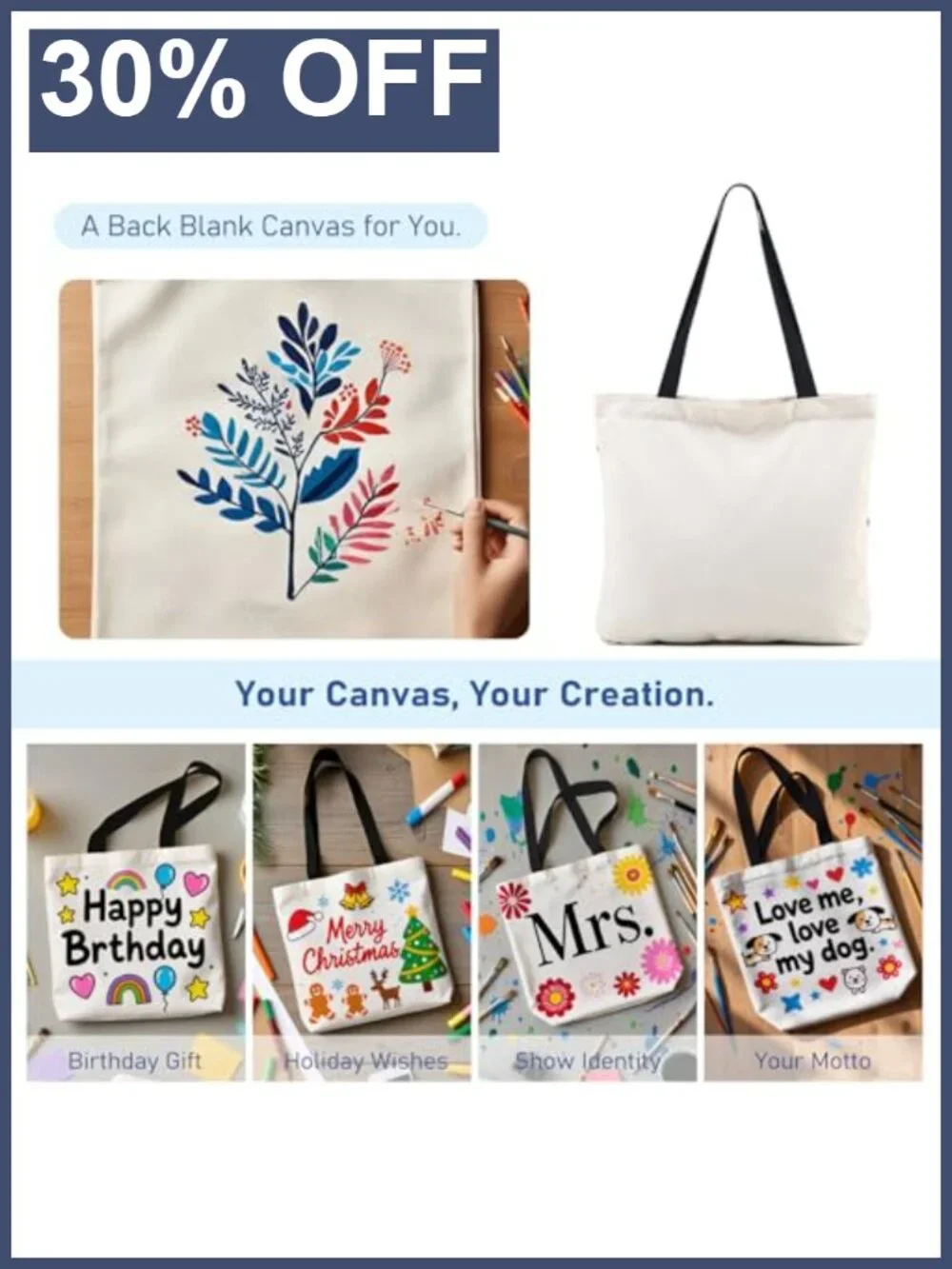 Canvas Tote Bag with Zipper for Women Travel Shoulder Bag Purse Compartments
